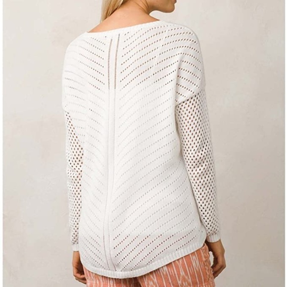 Prana | Parker Open Knit Crew Neck Relaxed Fit Long Sleeve High Low Sweater - Picture 2 of 12